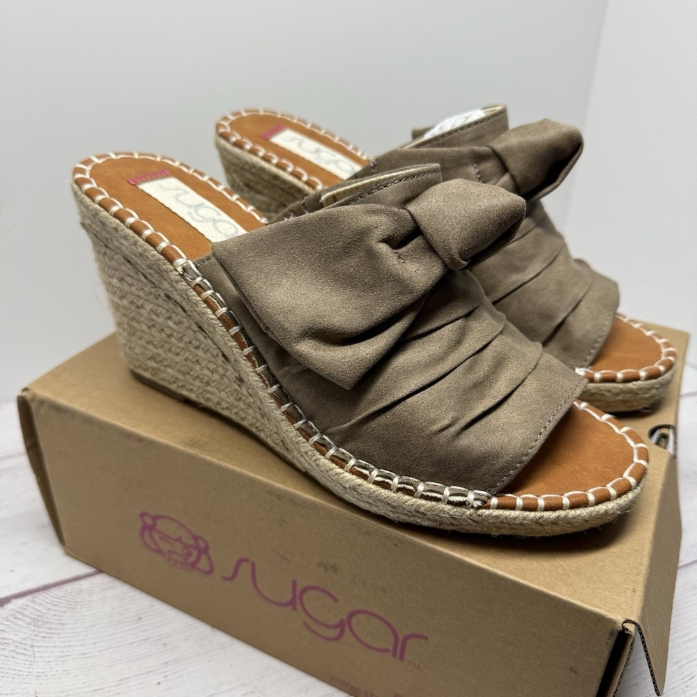 New Sugar Women's Hundreds Wedge Sandal Taupe Brown Size 9.5 WSF613 - Picture 4 of 12